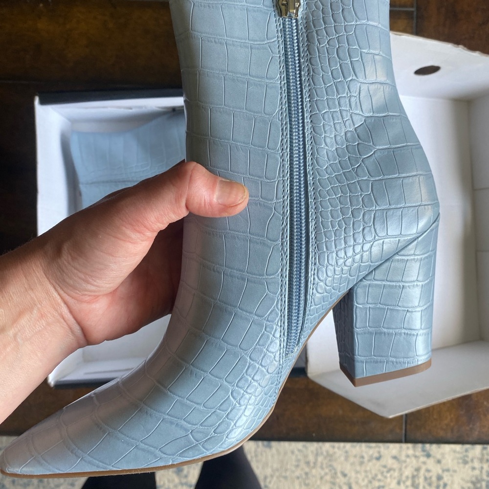 Nine West Blue Ankle Booties with Croc Texture - Picture 5 of 6